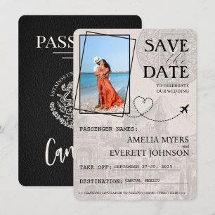 Black Cancun Passport Save The Date