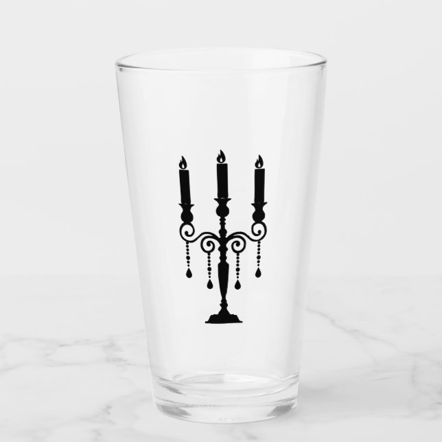 Black candelabra print glass (Front)