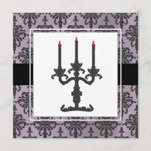 Black Candles & Lace Halloween Costume Ball Invitation