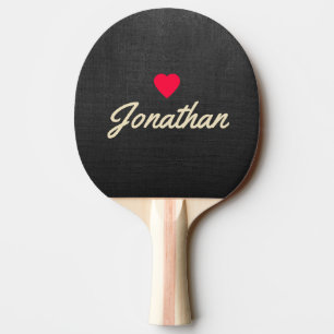 Black Canvas Vintage Heart Signature Ping Pong Paddle