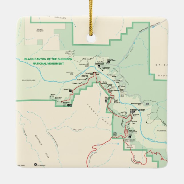 Black Canyon Of The Gunnison Map Ceramic Ornament (Back)