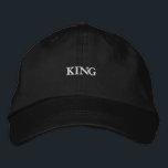 Black Cap Featuring King Text Embroidery for a Men<br><div class="desc">Experience sophistication with the black cap featuring "King" text in embroidery. The cotton material and adjustable visor provide ultimate comfort. Ideal for making a royal statement in everyday wear.</div>