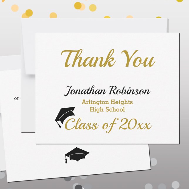 Black Cap Graduation Thank You Card (Creator Uploaded)