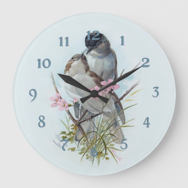 Black Cap Warbler Birds Large Clock (Front)