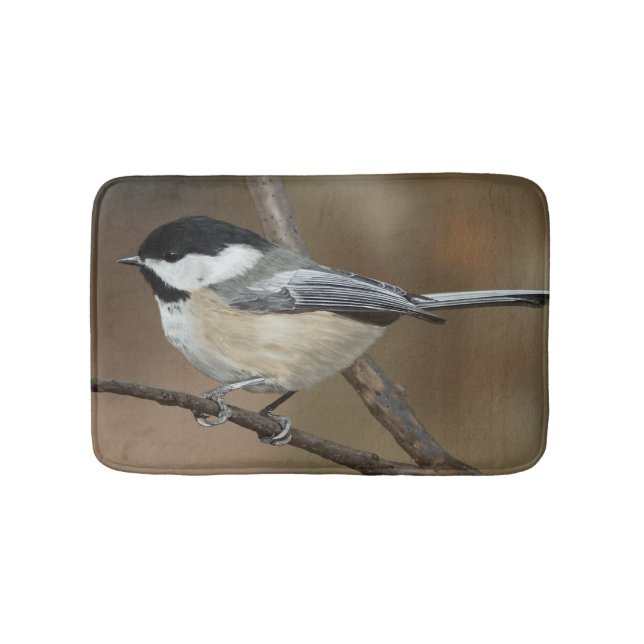 Black Capped Chickadee Bath Mat (Front)