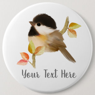 Black-Capped Chickadee Bird 6 Inch Round Button