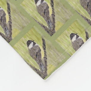 Black-capped Chickadee Bird - acrylic painting.    Fleece Blanket