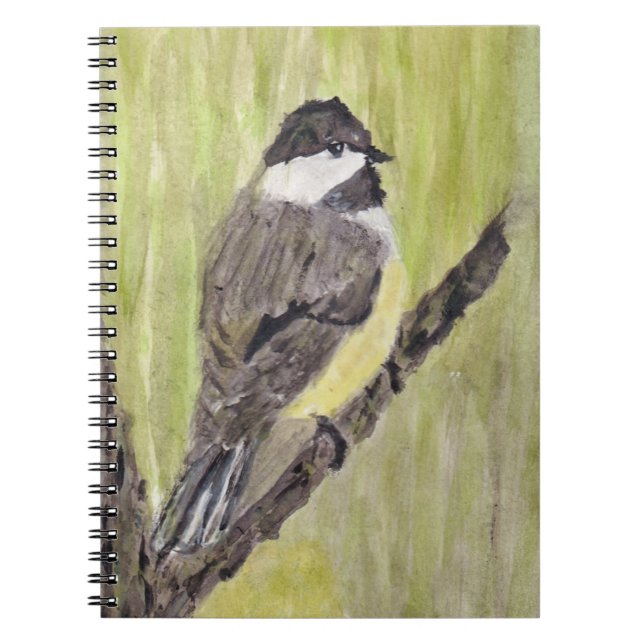 Black-capped Chickadee Bird - acrylic painting. Notebook (Front)