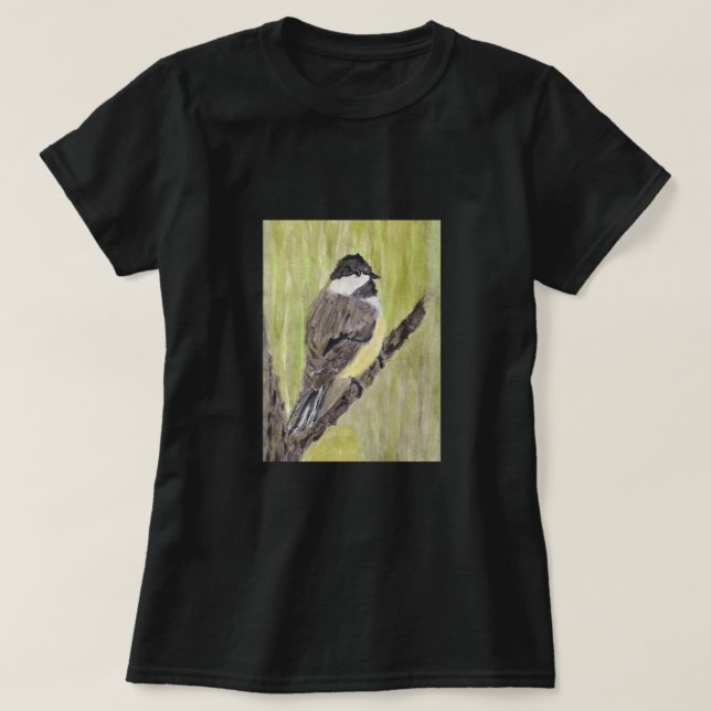 Black-capped Chickadee Bird - acrylic painting. T- T-Shirt (Design Front)