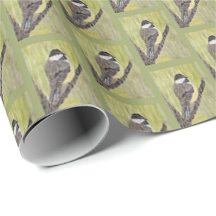 Black-capped Chickadee Bird - acrylic painting. Wrapping Paper
