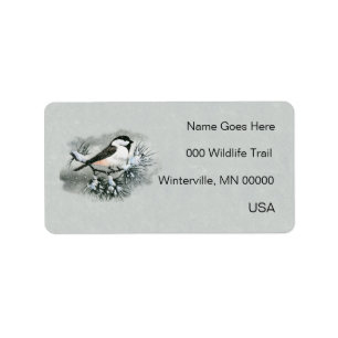 Black Capped Chickadee Bird Left Side Label