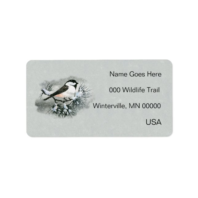 Black Capped Chickadee Bird Left Side Label (Front)