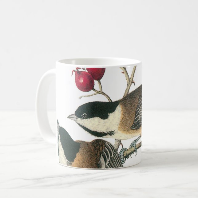 Black-capped Chickadee by Audubon Coffee Mug (Front Left)