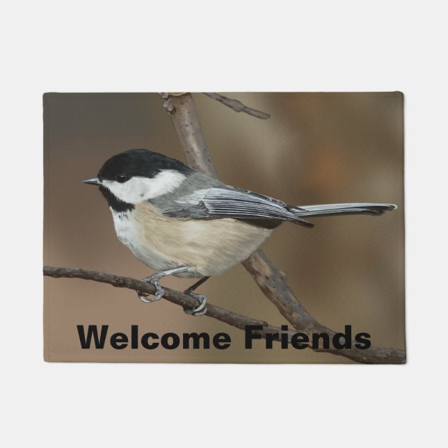 Black Capped Chickadee Doormat (Front)