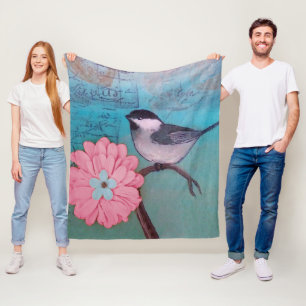 Black-Capped Chickadee Fleece Blanket