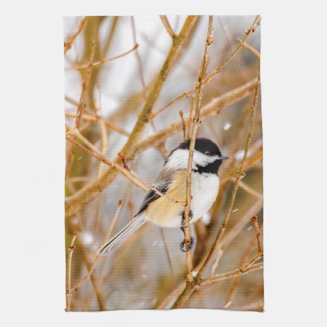 Black-Capped Chickadee - Original Photograph Kitchen Towel (Vertical)