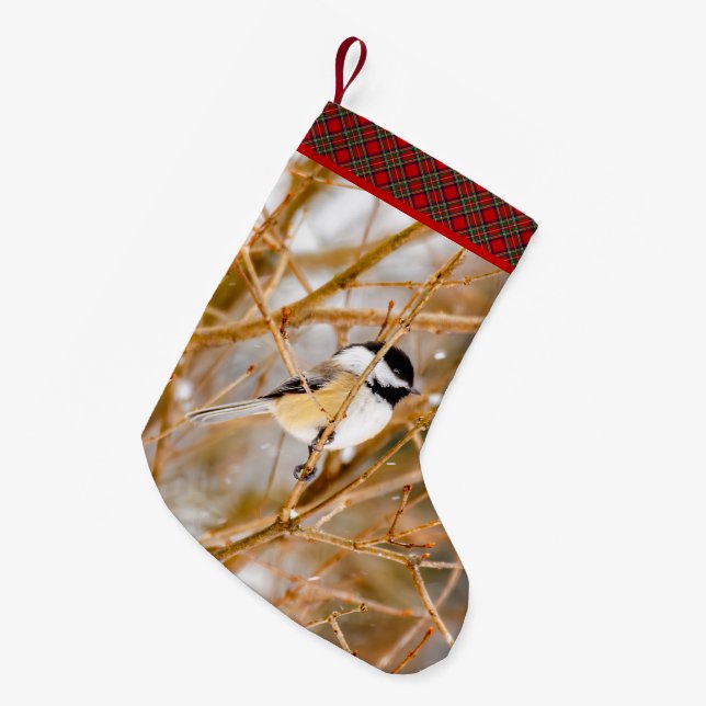 Black-Capped Chickadee - Original Photograph Small Christmas Stocking (Front (Hanging))