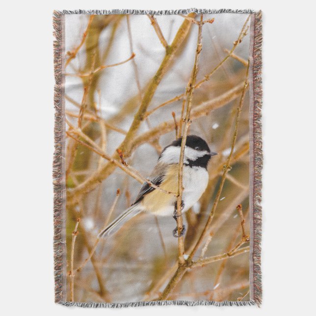 Black-Capped Chickadee - Original Photograph Throw Blanket (Front Vertical)