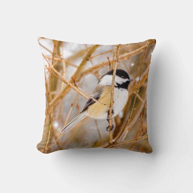 Black-Capped Chickadee - Original Photograph Throw Pillow (Front)