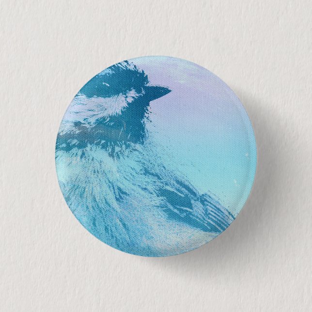 Black Capped Chickadee Print 1 Inch Round Button (Front)