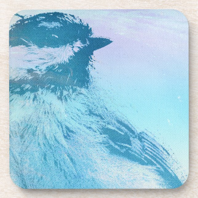 Black Capped Chickadee Print Coaster (Front)