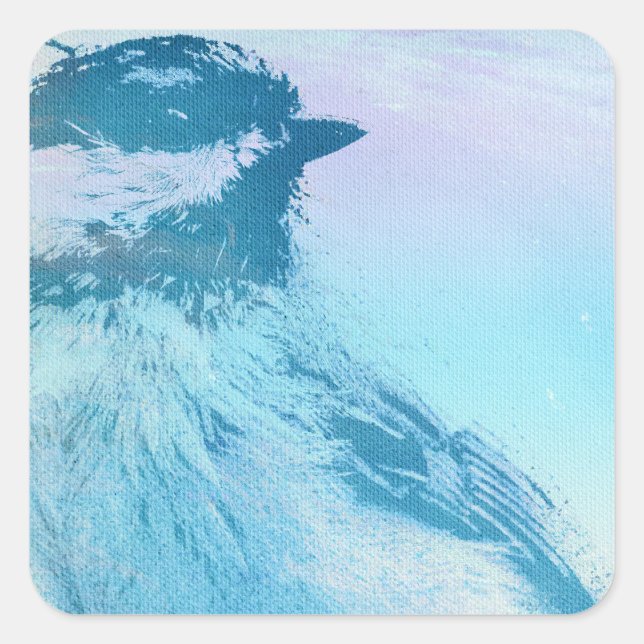 Black Capped Chickadee Print Square Sticker (Front)