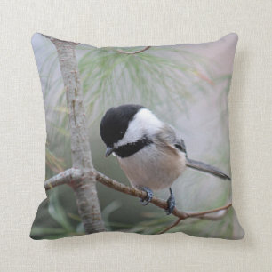 Black-capped chickadee throw pillow