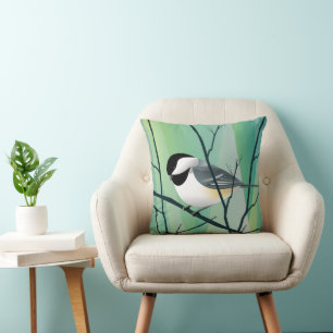Black Capped Chickadee Throw Pillow