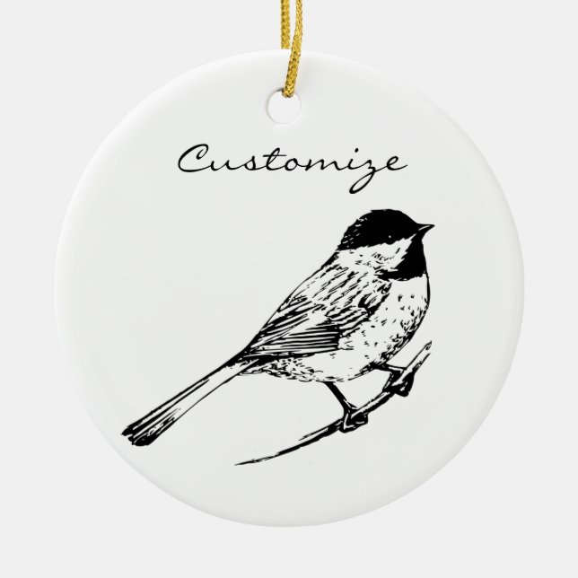 Black-capped Chickadee Thunder_Cove Ceramic Ornament (Front)
