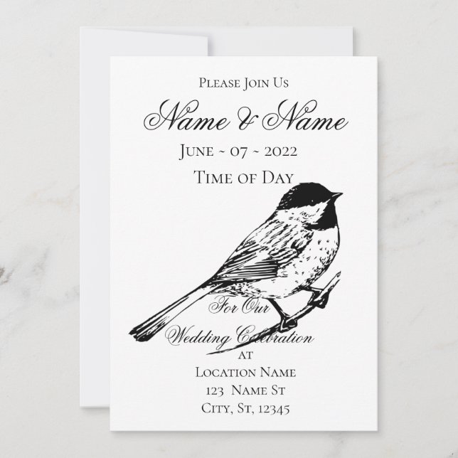 Black-capped Chickadee Thunder_Cove  Invitation (Front)