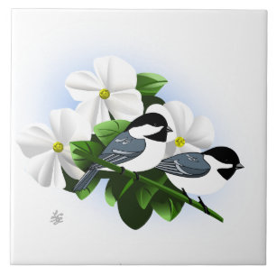 Black Capped Chickadee Tiles
