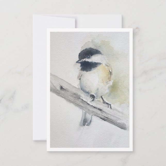 Black-capped chickadee Watercolour Note Card (Front)