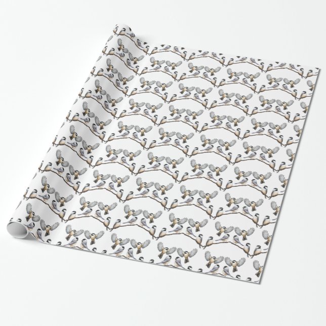 Black Capped Chickadee Wild Birds Wrapping Paper (Unrolled)