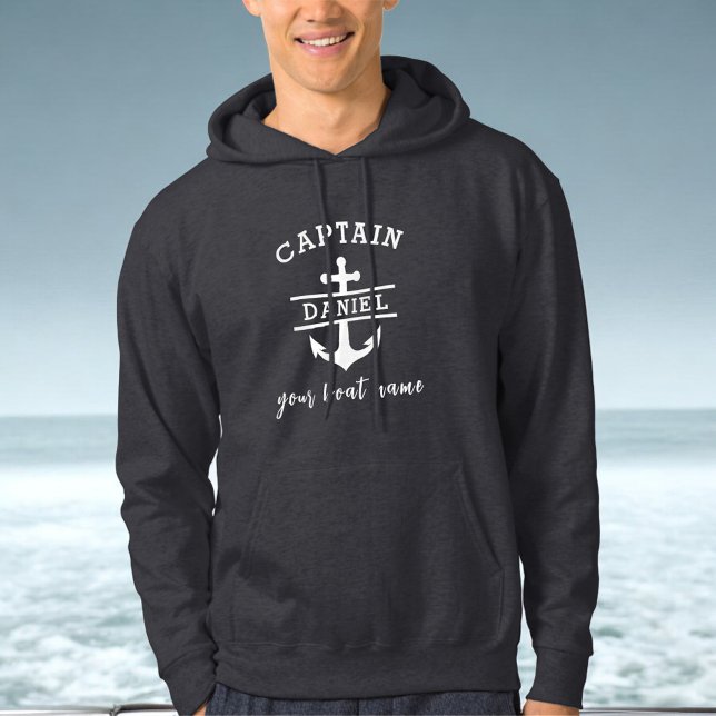 Black Captain Boat Nautical Anchor Ship  Hoodie (Creator Uploaded)