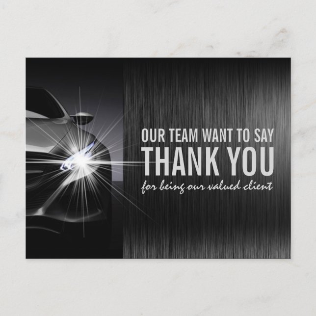 Black Car Automotive Company Thank You Postcard (Front)