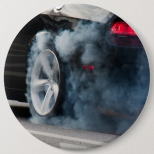 Black car burnout 6 inch round button