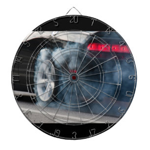Black car burnout dartboard