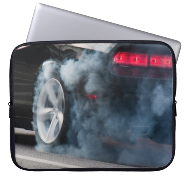 Black car burnout laptop sleeve (Front)