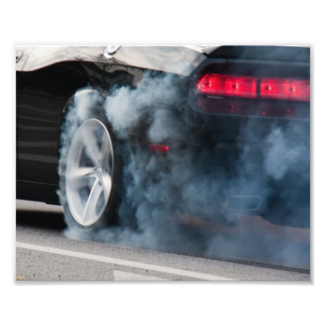 Black car burnout photo print (Front)