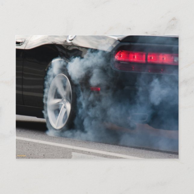 Black car burnout postcard (Front)