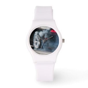 Black car burnout watch
