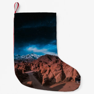 BLACK CAR NEAR ROCK FORMATIONS SMALL CHRISTMAS STOCKING
