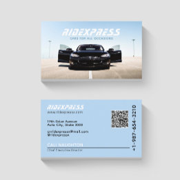 Black Car Rental Service Blue Business Card