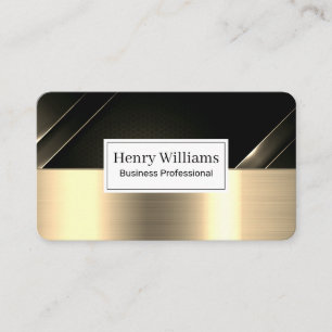 Black Carbon Fiber   Gold Metallic Brushed Business Card