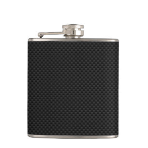 Black Carbon Fibre Print Hip Flask