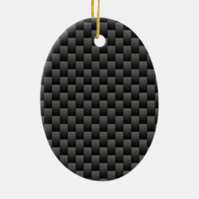 Black Carbon Fibre Style Print Background Ceramic Ornament (Back)