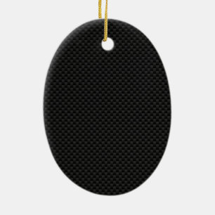 Black Carbon Fibre Style Print Ceramic Ornament
