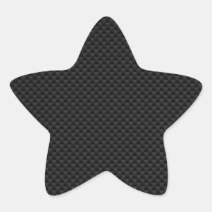 Black Carbon Fibre Style Print Star Sticker