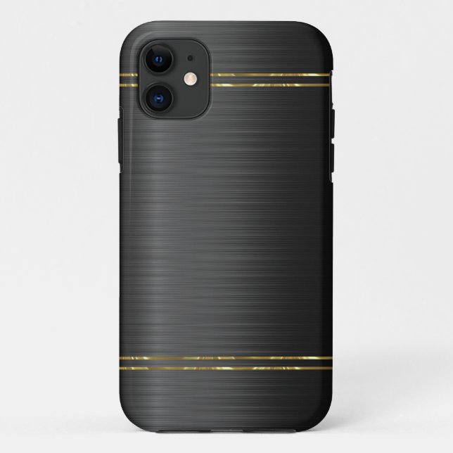 Black carbon fibre texture with gold accent Case-Mate iPhone case (Back)