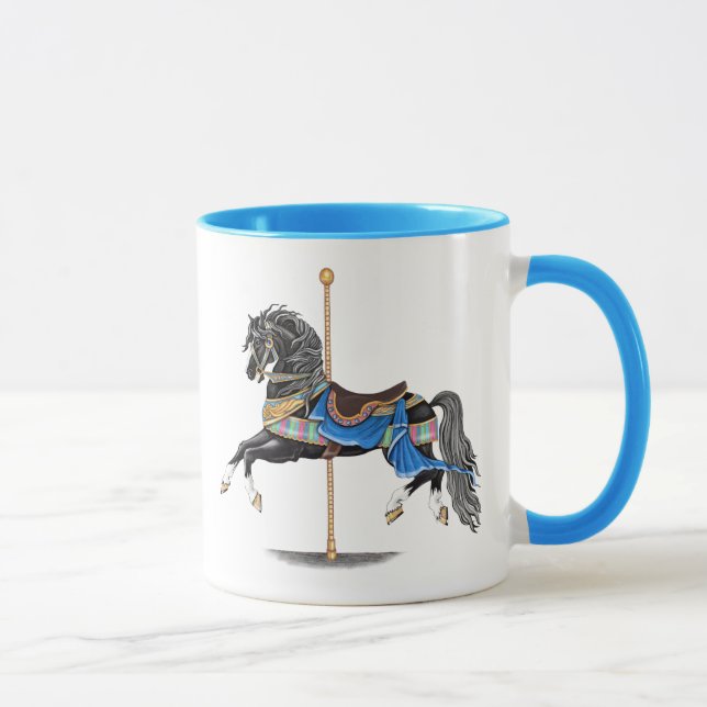 Black Carousel Horse Mug (Right)